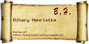 Bihary Henrietta névjegykártya